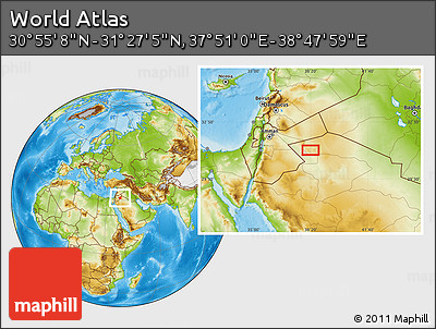 Physical Location Map of the Area around 31° 11' 6" N, 38° 19' 30" E