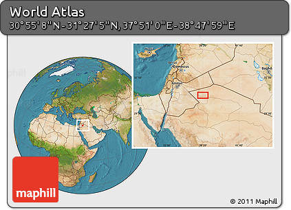 Satellite Location Map of the Area around 31° 11' 6" N, 38° 19' 30" E