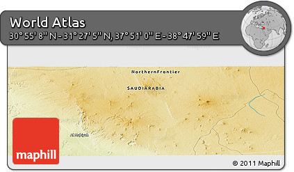 Physical Panoramic Map of the Area around 31° 11' 6" N, 38° 19' 30" E