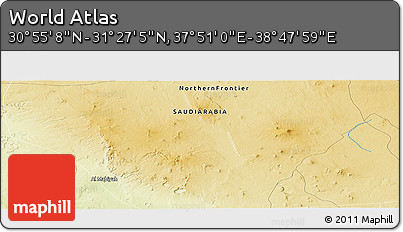 Physical Panoramic Map of the Area around 31° 11' 6" N, 38° 19' 30" E