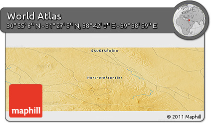 Physical Panoramic Map of the Area around 31° 11' 6" N, 39° 10' 29" E