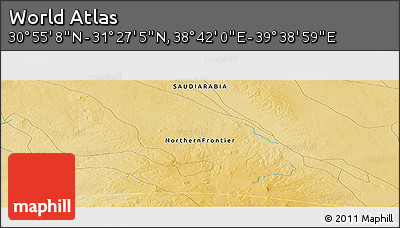 Physical Panoramic Map of the Area around 31° 11' 6" N, 39° 10' 29" E
