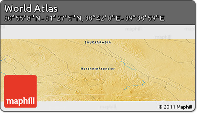 Physical Panoramic Map of the Area around 31° 11' 6" N, 39° 10' 29" E