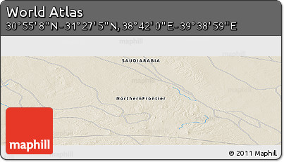 Shaded Relief Panoramic Map of the Area around 31° 11' 6" N, 39° 10' 29" E