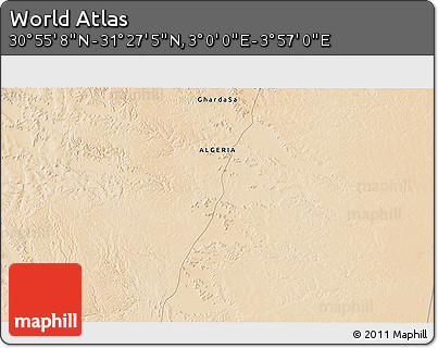 Satellite 3D Map of the Area around 31° 11' 6" N, 3° 28' 30" E