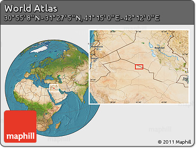 Satellite Location Map of the Area around 31° 11' 6" N, 41° 43' 30" E