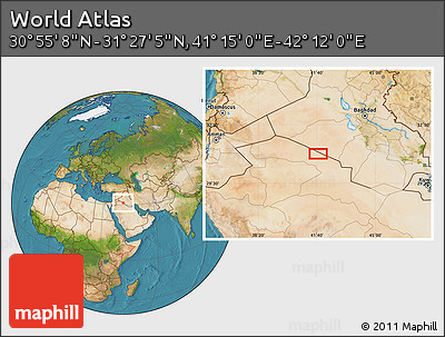 Satellite Location Map of the Area around 31° 11' 6" N, 41° 43' 30" E
