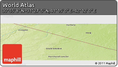 Physical Panoramic Map of the Area around 31° 11' 6" N, 41° 43' 30" E