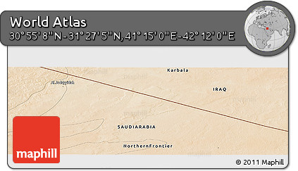 Satellite Panoramic Map of the Area around 31° 11' 6" N, 41° 43' 30" E