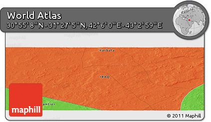 Political Panoramic Map of the Area around 31° 11' 6" N, 42° 34' 30" E