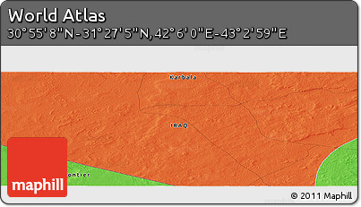 Political Panoramic Map of the Area around 31° 11' 6" N, 42° 34' 30" E