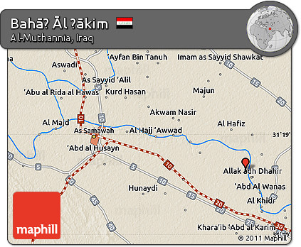 Shaded Relief Map of Bahāḑ Āl Ḩākim