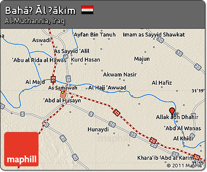 Shaded Relief Map of Bahāḑ Āl Ḩākim