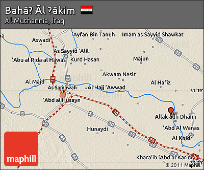 Shaded Relief Map of Bahāḑ Āl Ḩākim