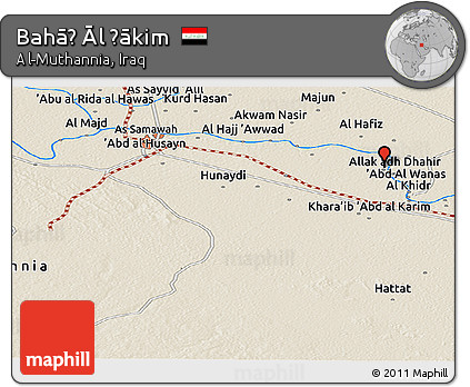 Shaded Relief Panoramic Map of Bahāḑ Āl Ḩākim