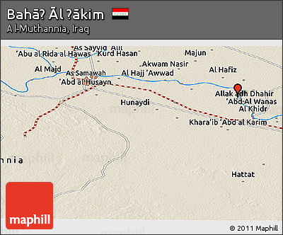 Shaded Relief Panoramic Map of Bahāḑ Āl Ḩākim