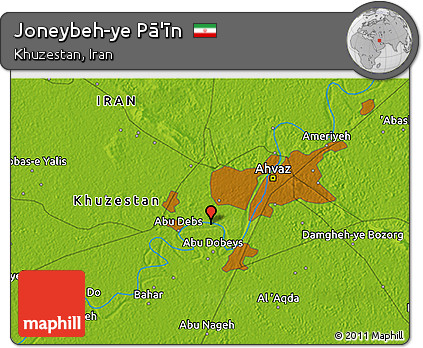 Physical 3D Map of Joneybeh-ye Pā'īn