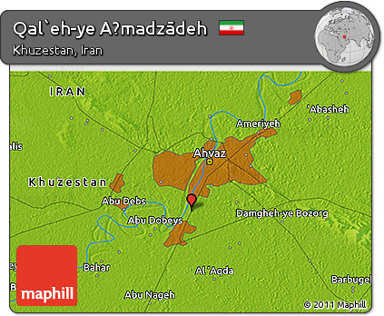 Physical 3D Map of Qal`eh-ye Aḩmadzādeh