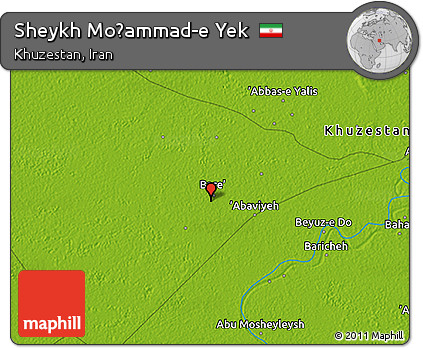 Physical 3D Map of Sheykh Moḩammad-e Yek