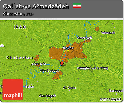 Physical 3D Map of Qal`eh-ye Aḩmadzādeh