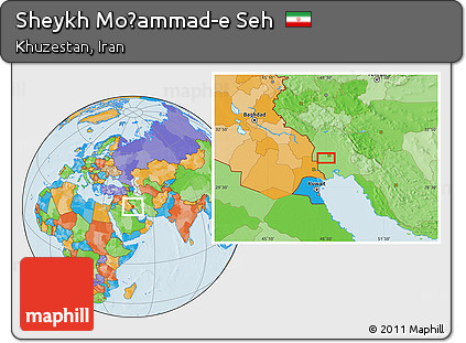Political Location Map of Sheykh Moḩammad-e Seh