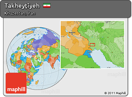 Political Location Map of Takheyţīyeh