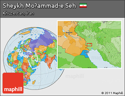 Political Location Map of Sheykh Moḩammad-e Seh