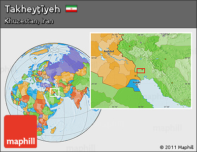 Political Location Map of Takheyţīyeh