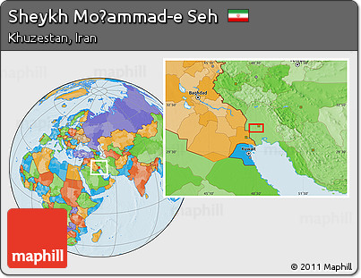 Political Location Map of Sheykh Moḩammad-e Seh