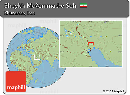 Savanna Style Location Map of Sheykh Moḩammad-e Seh