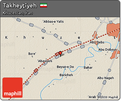Shaded Relief Map of Takheyţīyeh