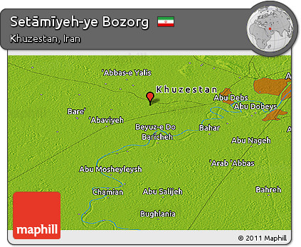 Physical Panoramic Map of Setāmīyeh-ye Bozorg