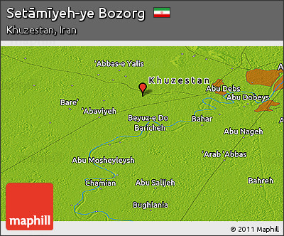Physical Panoramic Map of Setāmīyeh-ye Bozorg