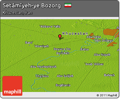 Physical Panoramic Map of Setāmīyeh-ye Bozorg