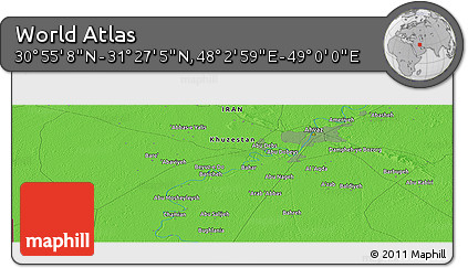 Political Panoramic Map of the Area around 31° 11' 6" N, 48° 31' 29" E