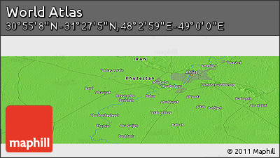 Political Panoramic Map of the Area around 31° 11' 6" N, 48° 31' 29" E