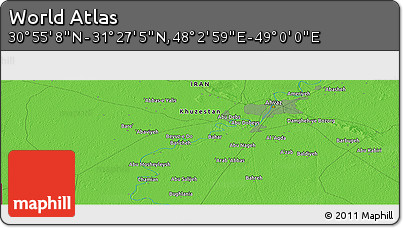 Political Panoramic Map of the Area around 31° 11' 6" N, 48° 31' 29" E