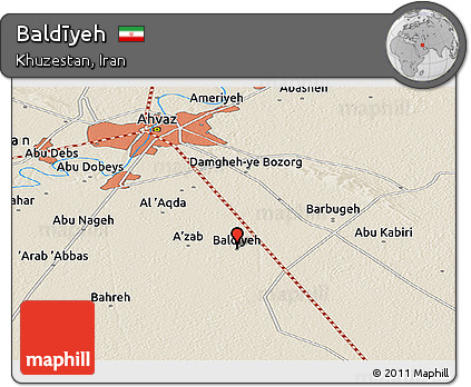 Shaded Relief Panoramic Map of Baldīyeh