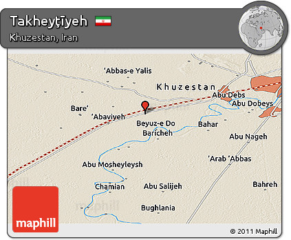 Shaded Relief Panoramic Map of Takheyţīyeh