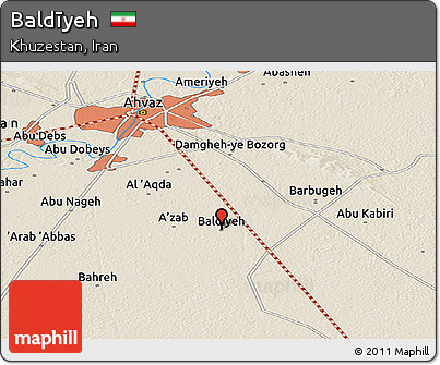 Shaded Relief Panoramic Map of Baldīyeh