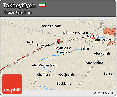Shaded Relief Panoramic Map of Takheyţīyeh