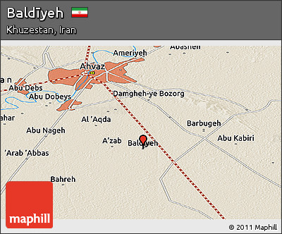 Shaded Relief Panoramic Map of Baldīyeh