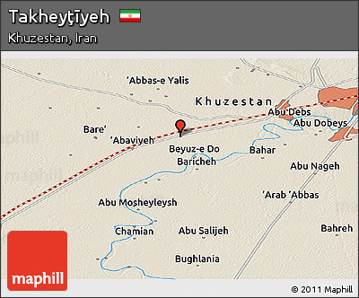 Shaded Relief Panoramic Map of Takheyţīyeh