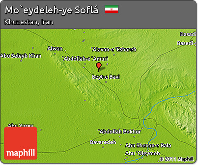 Physical 3D Map of Mo`eydeleh-ye Soflá