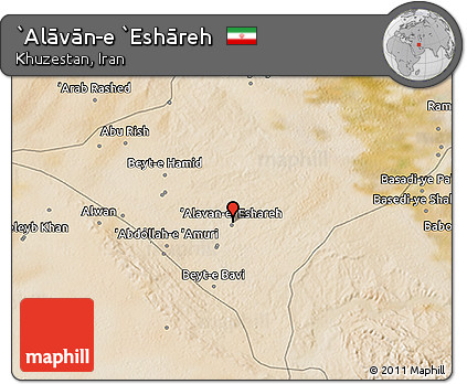 Satellite 3D Map of `Alāvān-e `Eshāreh