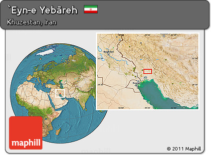 Satellite Location Map of `Eyn-e Yebāreh