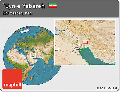Satellite Location Map of `Eyn-e Yebāreh