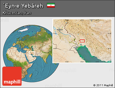 Satellite Location Map of `Eyn-e Yebāreh