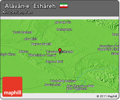 Political Panoramic Map of `Alāvān-e `Eshāreh