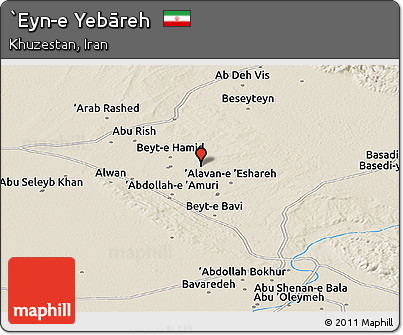 Shaded Relief Panoramic Map of `Eyn-e Yebāreh